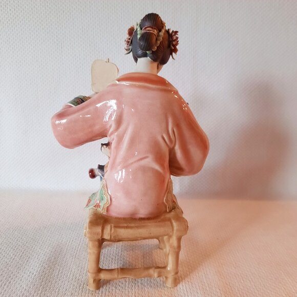 Antique Chinese Porcelain Figurine of Mother and Baby, 9.5" Tall - Picture 3 of 10